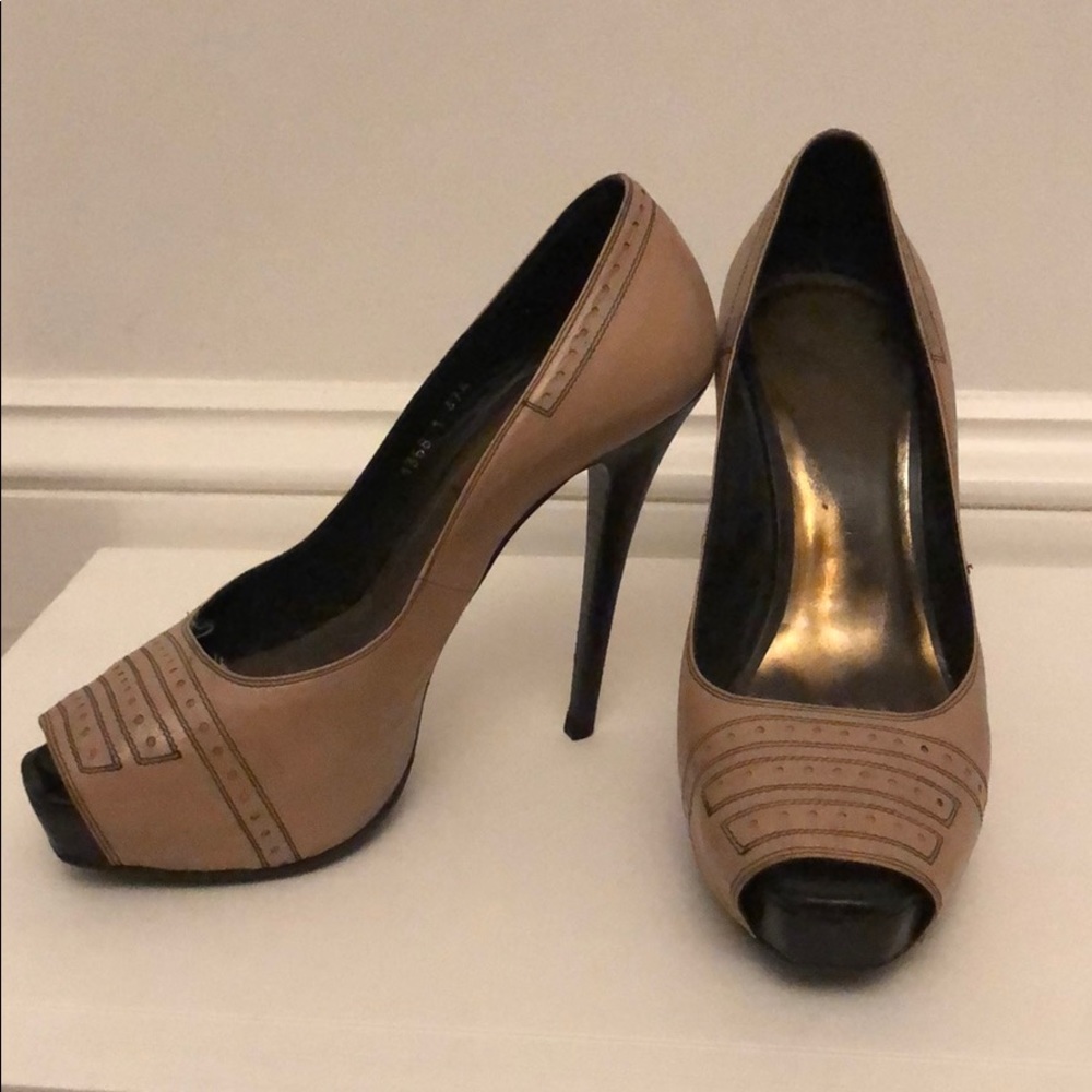 Italian made very high peep toe pumps